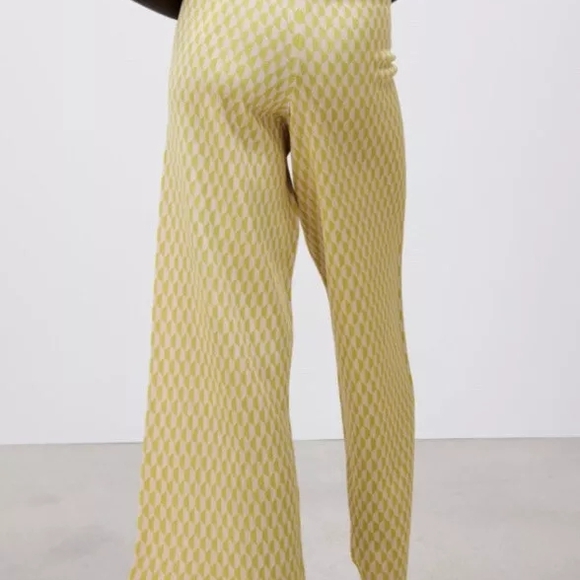 S❤️Zara Yellow Wide Leg with Textured Design - Picture 2 of 11